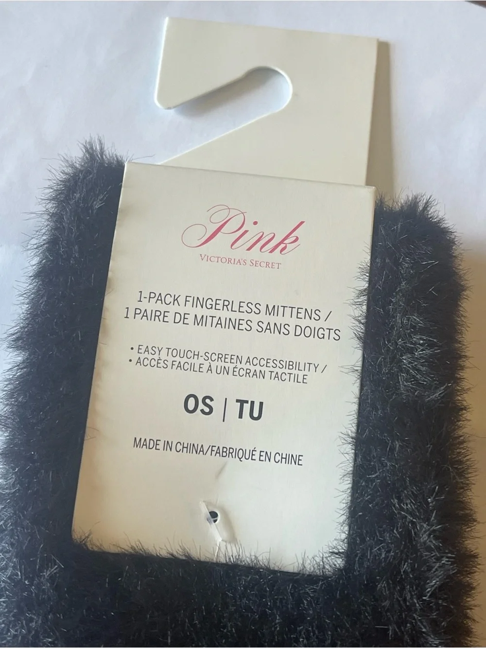 Victoria Secret Pink Fingerless Black Mittens - New!